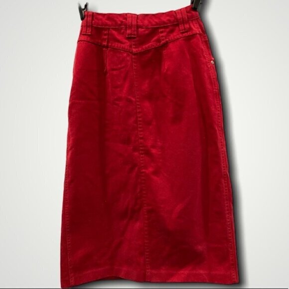 ESPRIT Red Denim Long Skirt button down small/medium fit - Picture 6 of 7